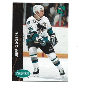 1992 French Parkhurst Jeff Odgers San Jose Sharks Rookie Hockey Card [h82]